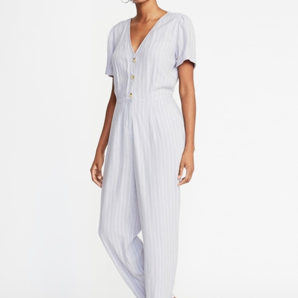 NWT Periwinkle and white stripe Tall jumpsuit